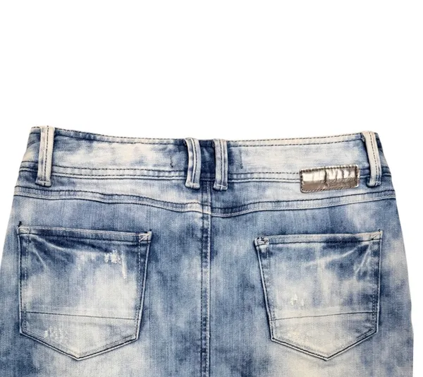 Pelham Jeans Distressed Denim Mini Skirt Women’s Size 28 Blue Stretch Y2K - Image 5