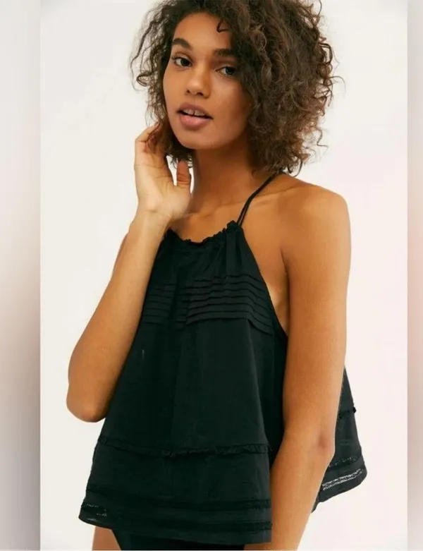 Free People Black Trust Me Bodysuit By Intimately Playsuit Ruffle Tassel Sz Sm - Image 9