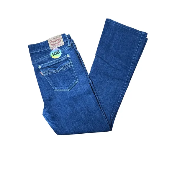 Levis 715 Bootcut Jeans Womens 29 Dark Wash Blue Denim Mid Rise Stretch 715-0001 - Image 2