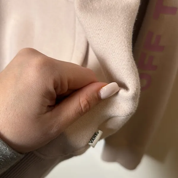 Vans Womens Pale Pink Graphic Print Front and Sleeve Hoodie size L - Image 4