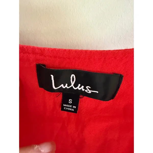 Lulus Red‎ Mini Dress Tie Front Short Sleeve Casual Party Cocktail Women's - Image 2