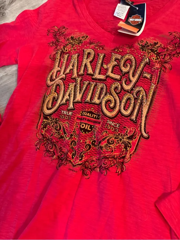 Harley Davidson Y2K Rhinestoned Dead Stock Long Sleeve Size Small - Image 2