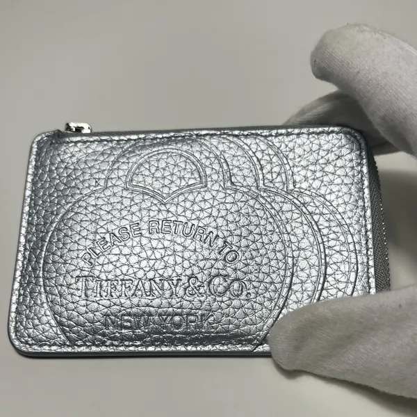 Tiffany & Co. Return to Tiffany Silver Pebbled Zippy Zip Wallet Card Case - Image 7