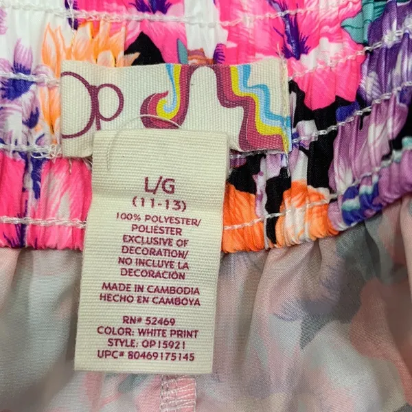 Ocean Pacific Floral Hawaiian Print White Board Shorts Swim Shorts Size L (11-13) - Image 6