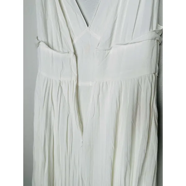 TOME White Accordion Pleated Sleeveless Flowy Bridal Maxi Dress Size 6 - Image 8