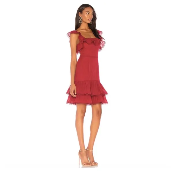 Keepsake The Label Women’s Too Close‎ Red Ruffle Sheath Mini Dress XS $190 - Image 2