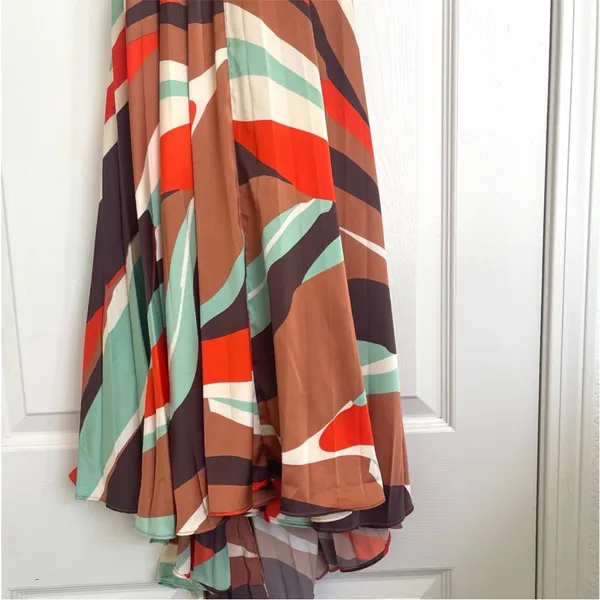 Anthropologie Hutch Halter‎ Pleated Swing Mini Dress Orange Blue Brown M NWT - Image 8