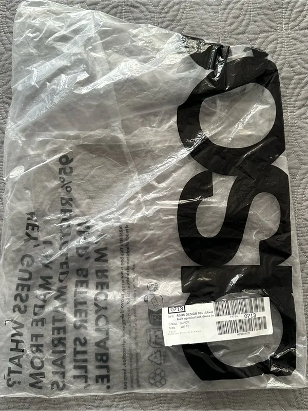 NWT ASOS DESIGN 90s ribbed mini tank dress in black - Image 7