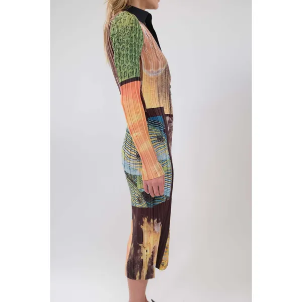 Free People x Arthur Apparel Fish Party‎ Box Pleat Shirt Dress Multi US 4 NEW - Image 2