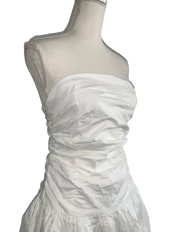 MORE TO COME Emah Mini Dress in White Medium New Womens Ruched - Image 5