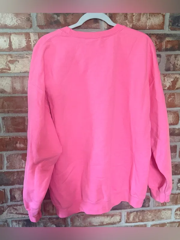 Gildan Pink Crewneck Sweatshirt with Smiley Graphic - Image 3