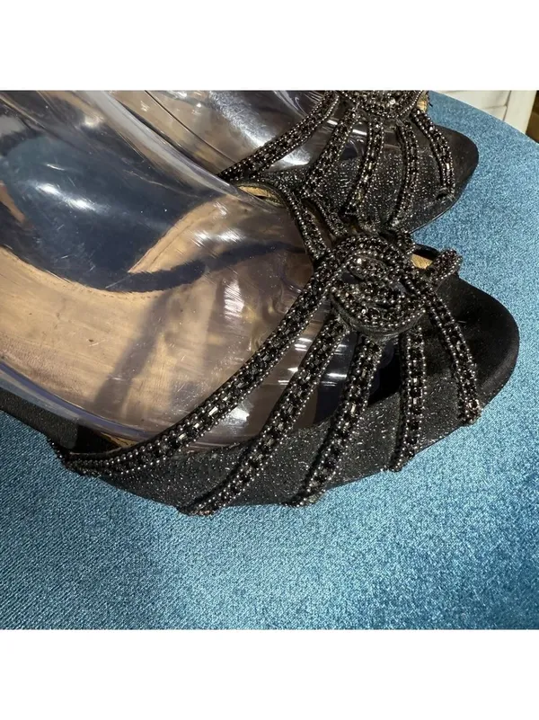 Antonio Melanie Black Heels Rhinestones Beaded Size 8 - Image 7