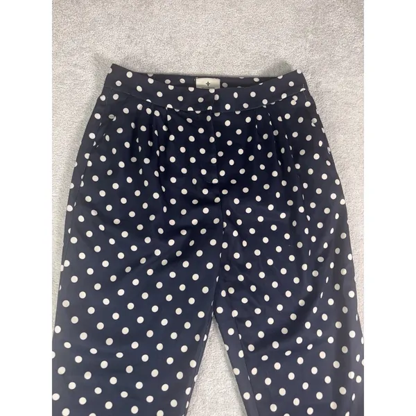 Tuckernuck Conway Pants Womens Navy White Polka Dot High Rise Straight Leg M - Image 13