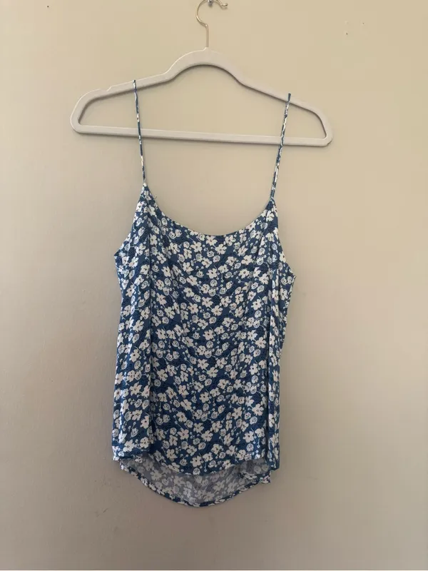 Reformation Blue Floral Scoop Neck Cami - Image 5