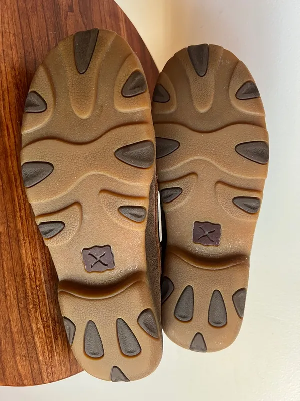 Tony Lama TLC Brown and Tan Striped Slip-On Loafers with flag size8 - Image 5