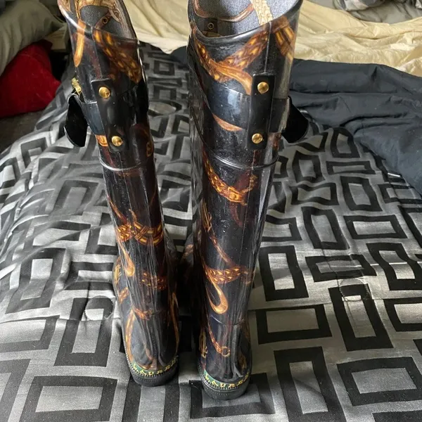 Ralph Lauren Black Gold Chainlink Calf Buckle Pull On boots - Image 3