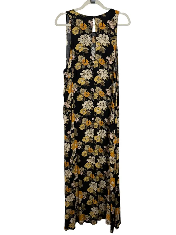 Natural Life Floral‎ Maxi Dress Black Yellow Sleeveless Pockets L/XL - Image 4
