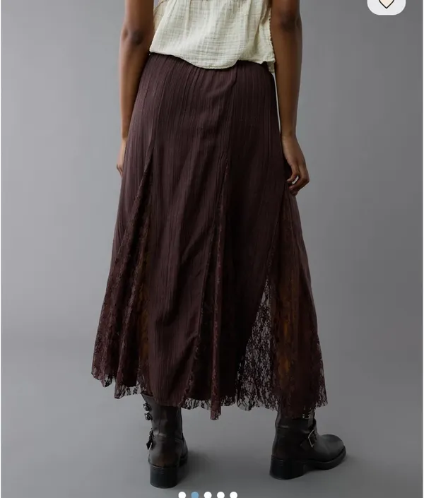 american eagle brown high waisted lace detail maxi skirt - Image 2