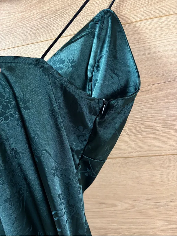 Romwe Satin Dark Green Slip Dress - US 8-10 - Image 6