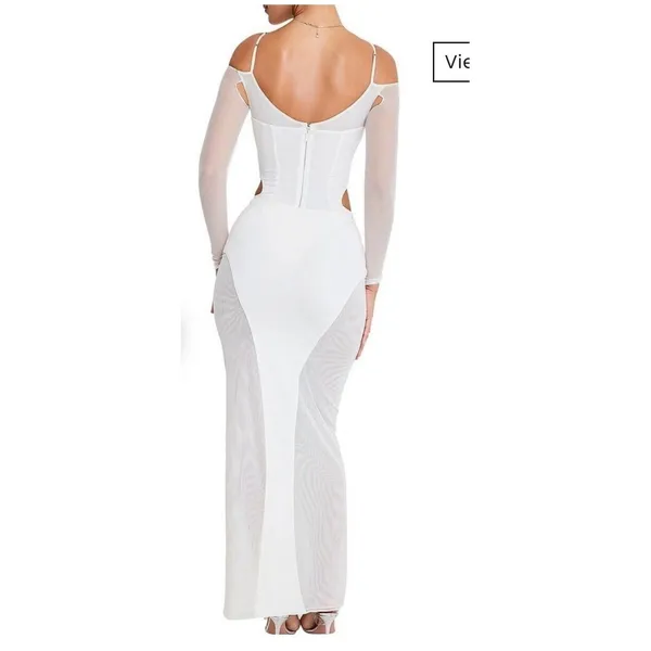 Mistress Rocks Panelled Maxi Skirt in White By House Of CB Size XS Ivory Sheer‎ - Image 2