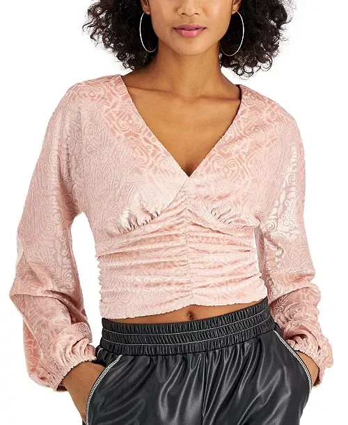 Self Esteem NWT  Velvet Ruched Pink Top - Image 2