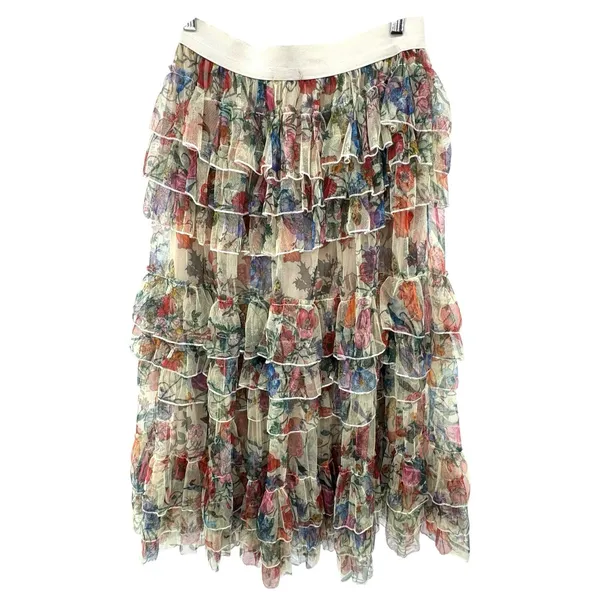 Beulah Style‎ Floral Mesh Tiered Ruffle Skirt L NWT Romantic Cottagecore - Image 7