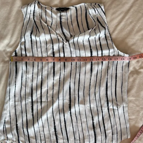 Banana Republic Navy and White Striped Tank Top Size M - Image 5