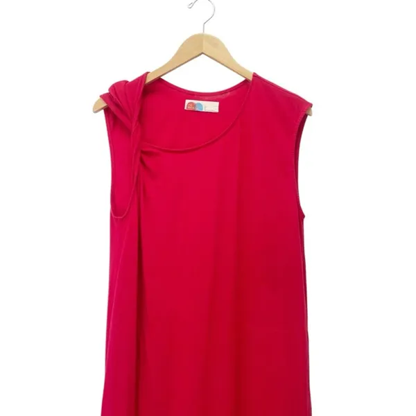 Free People Beach Drew Tee Dress Barbados Cherry Red Twist Sleeve Midi Sz Small - Image 6