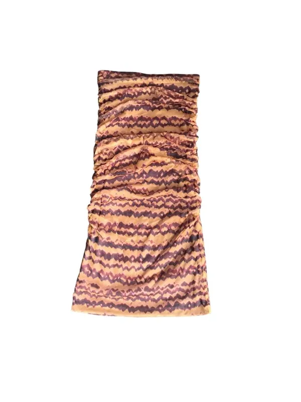 Zara Yellow and Brown Patterned Midi Skirt - Image 4