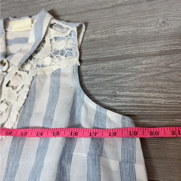 Anthropologie Maeve Edinboro Linen Top blue white‎ sz M - Image 9