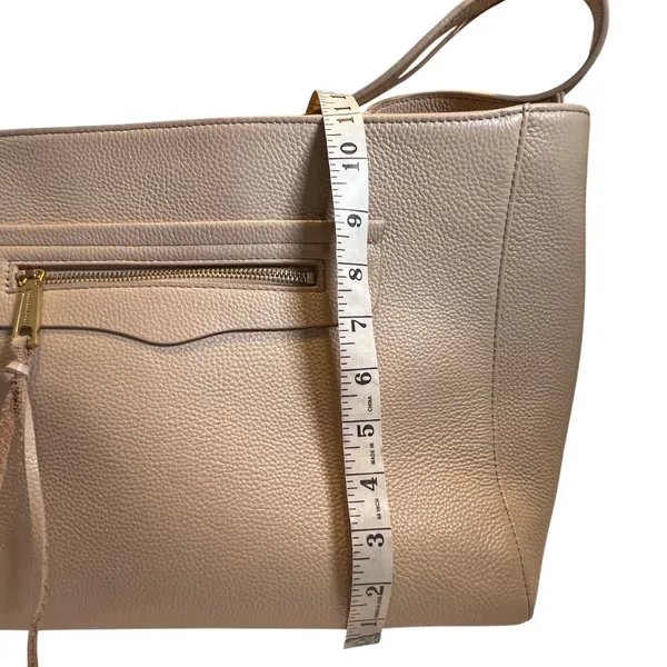 Rebecca Minkoff‎ Regan Tote Bag Womens Large Beige Pebbled Leather Tassel Gold - Image 13
