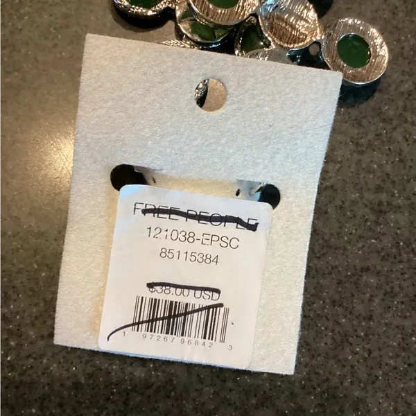 Free people Green and Silver Drop Earrings - Image 2