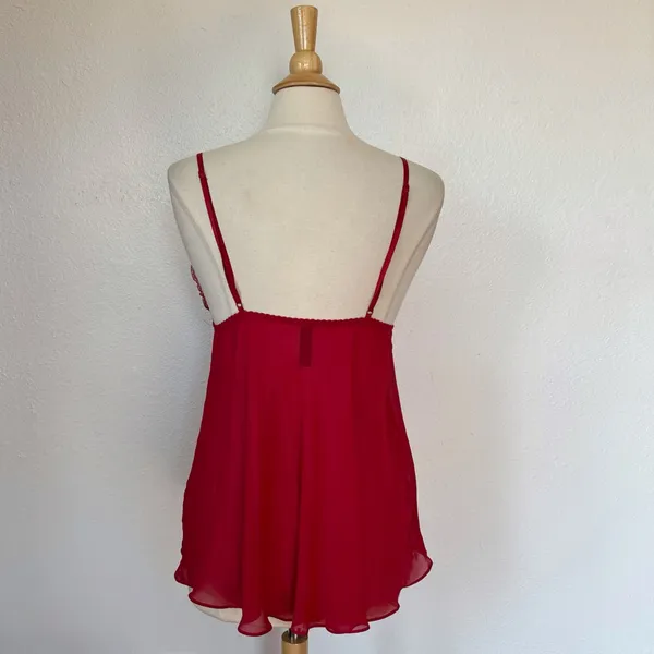 Ambrielle Solid Red Lace Chemise Size L - Image 4