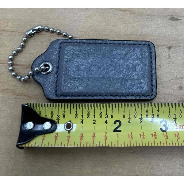 Coach Dark Gray Large‎ Leather Keychain Tag Ball Chain Charm Size 2.5 Inch - Image 3