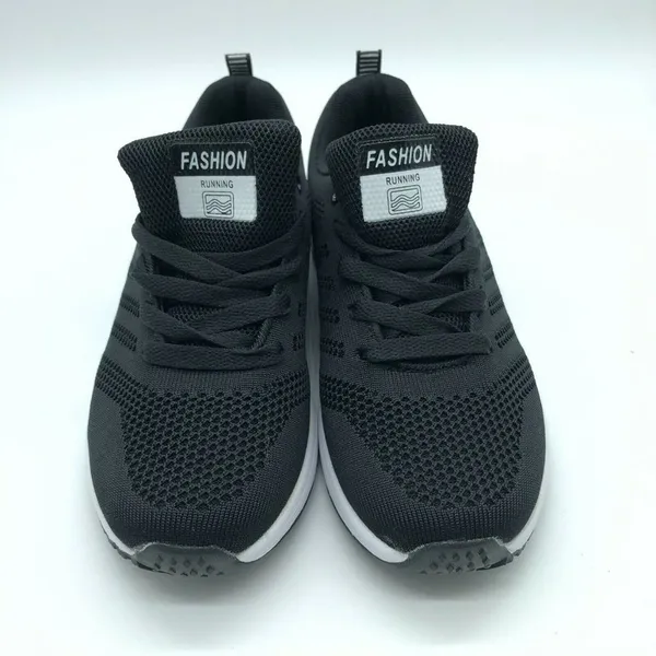 Fashion Womens Sneakers Athletic Mesh Lace Up Running Black Size 5 - Image 2