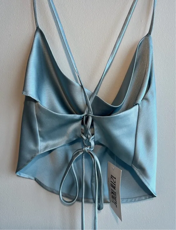 12th Tribe Palm Canyon Blue Satin Top - Image 3