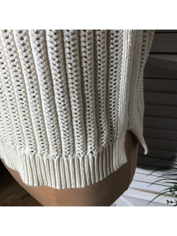 Frye sleeveless top crochet cable knit cream coquette romantic coastal cowgirl L - Image 6