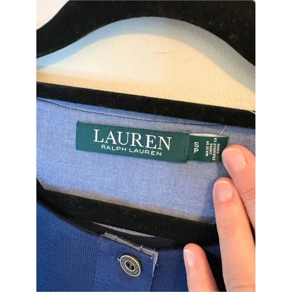 Lauren Ralph Lauren Navy Henley Tee Shirt Small NWT - Image 2