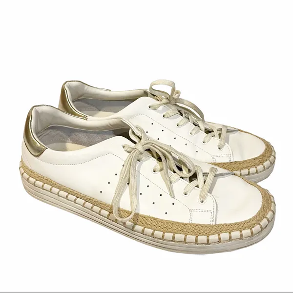 Sam‎ Edelman Womens 8.5 White Leather Kavi Low Top Jute Sneaker - Image 3