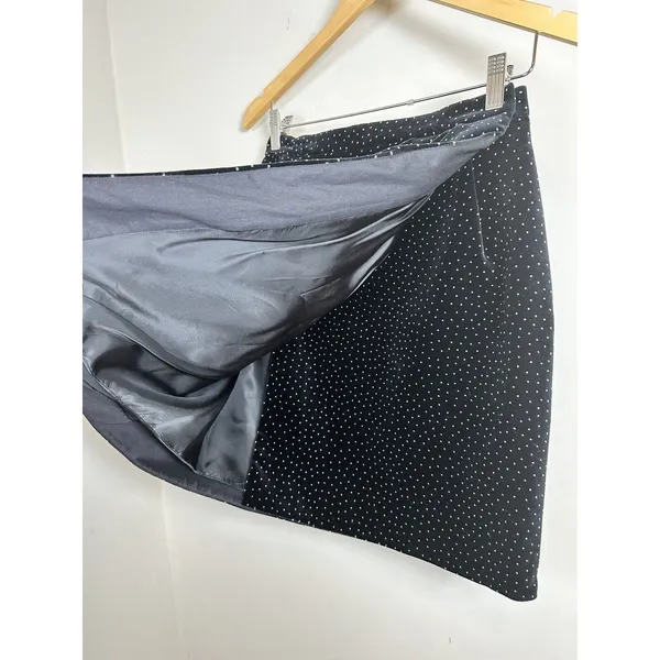 Theory Pleat Wrap Skirt Women 0 Black White Dot Velvet J0904301 Holiday - Image 5