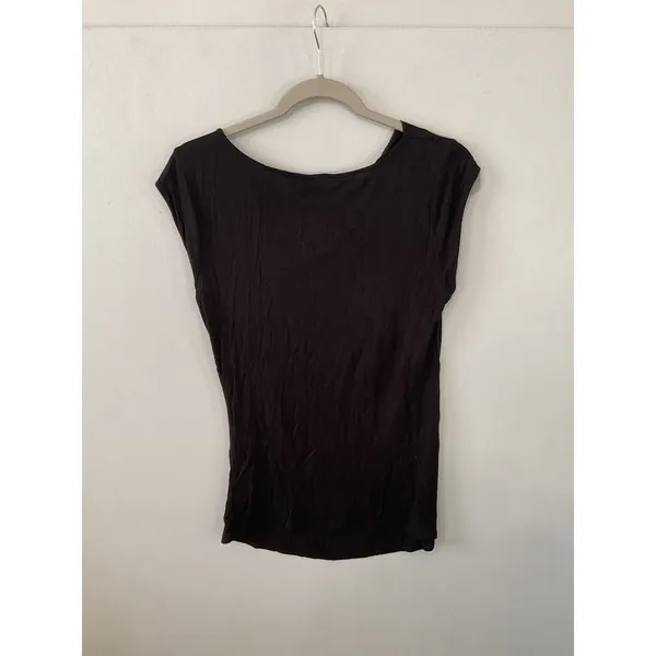 Premise Women Top Cowl Neck Cap Sleeve Solid Black Size Medium - Image 3