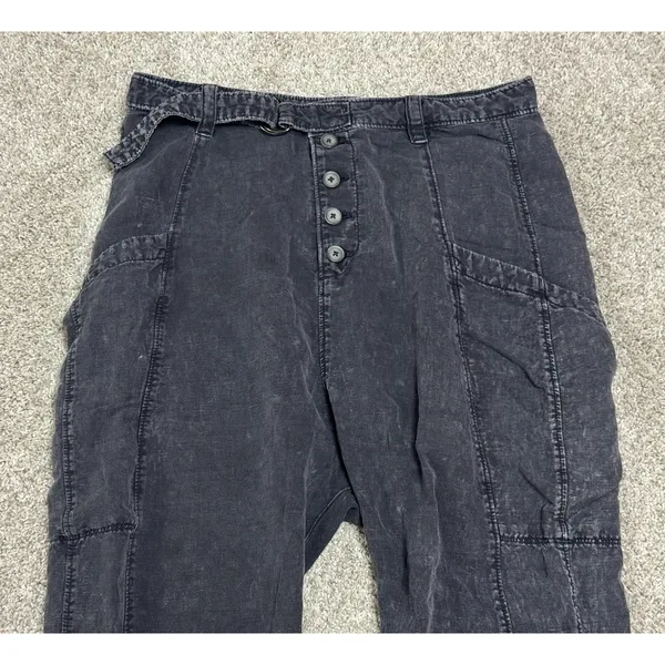 Free People Desert Daze Harem Pants Washed Denim Button Fly Cargo Size 4 - Image 5