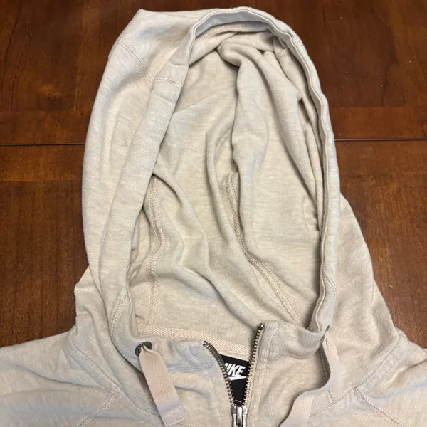 Nike Full Zip Hoodie Women XL Oatmeal Heathered Swoosh Raglan Sweatshirt - Image 2