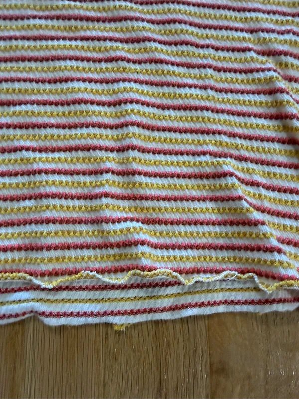Big Bud Press Cropped Pink Yellow Striped Long Sleeve Thermal Sz XL - Image 6