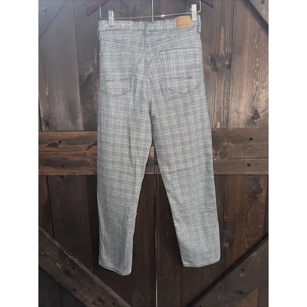 American Eagle Mom Straight Pant 6 Gray Plaid Stretch - Image 8