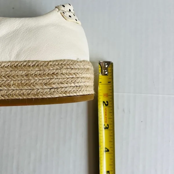 Dolce Vita Sz 6.5 White‎ Leather Platform Espadrille Slip On Shoes Zipper Front - Image 11