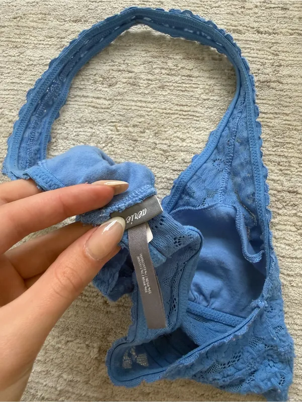 aerie Blue Lace Halter Bralette (Size XS) - Image 4