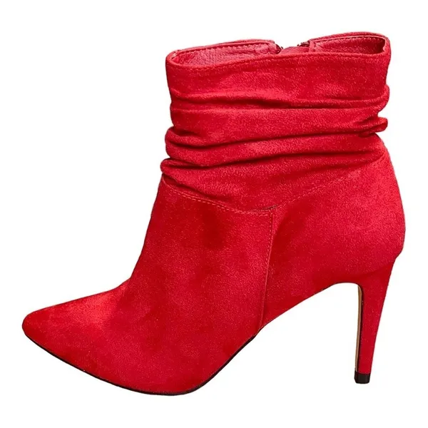 XOXO Taniah Ankle Boots Womens 7.5 Red Slouchy Stiletto Pointed‎ Toe Booties - Image 4