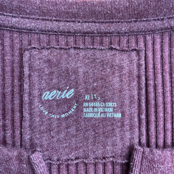 Aerie Fireside Long Sleeve Henley T-Shirt Ribbed Top in Maroon Sz XL 💕🎀 - Image 9