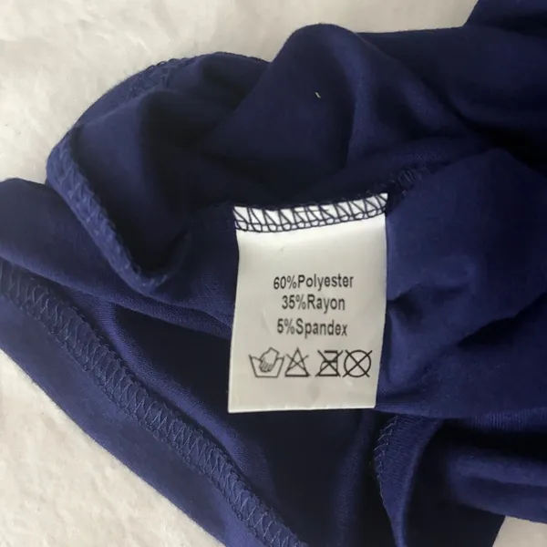 Yesfashion Navy Blue V-Neck Top Double‎ Layer Ruffle Short Sleeve Blouse Medium - Image 7